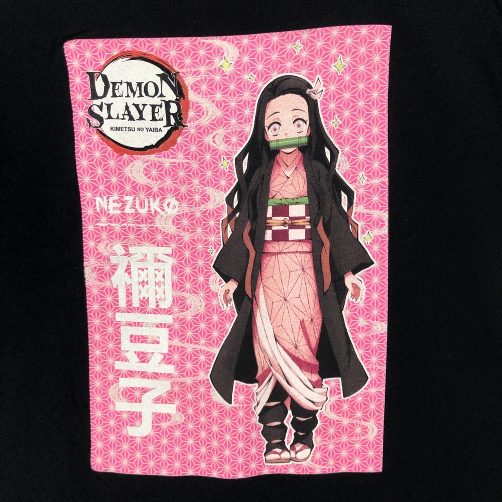 Demon Slayer Nezuko Kamado Graphic T-Shirt Black Pink Anime Tee Mens Small - Picture 4 of 8